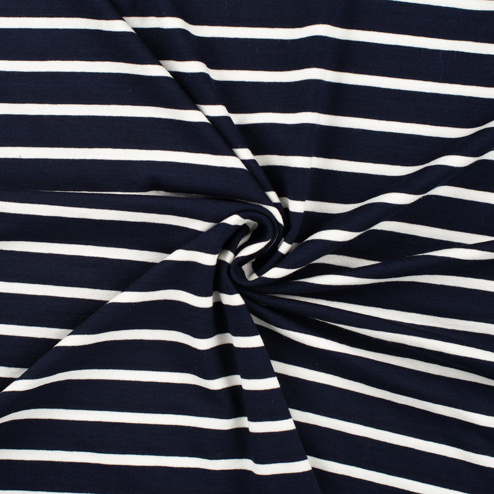 Viskose Jersey gestreift navy/weiß mittel