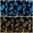 Viskose Satin floral - schwarz/oliv