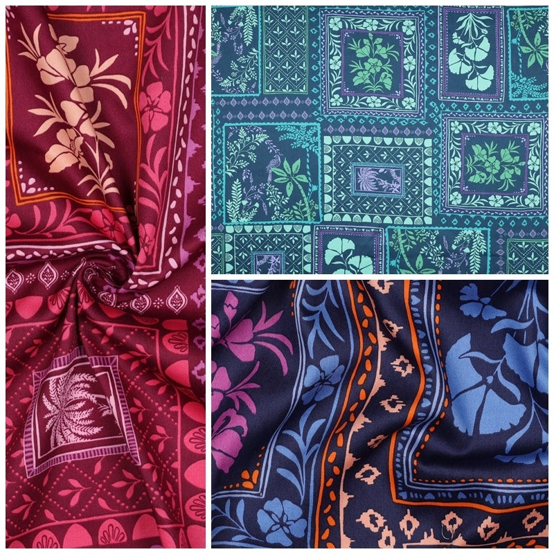 Baumwoll Satin "Patchwork" - bordeaux
