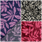 Baumwoll Satin "Leaves" - bordeaux
