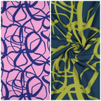 Webware Stretch abstrakt floral - blau/rosa