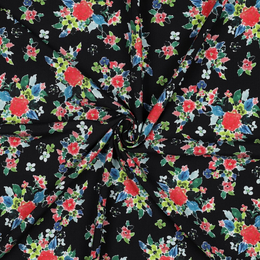 Viskose Blümchen - schwarz (LENZING™ ECOVERO™)
