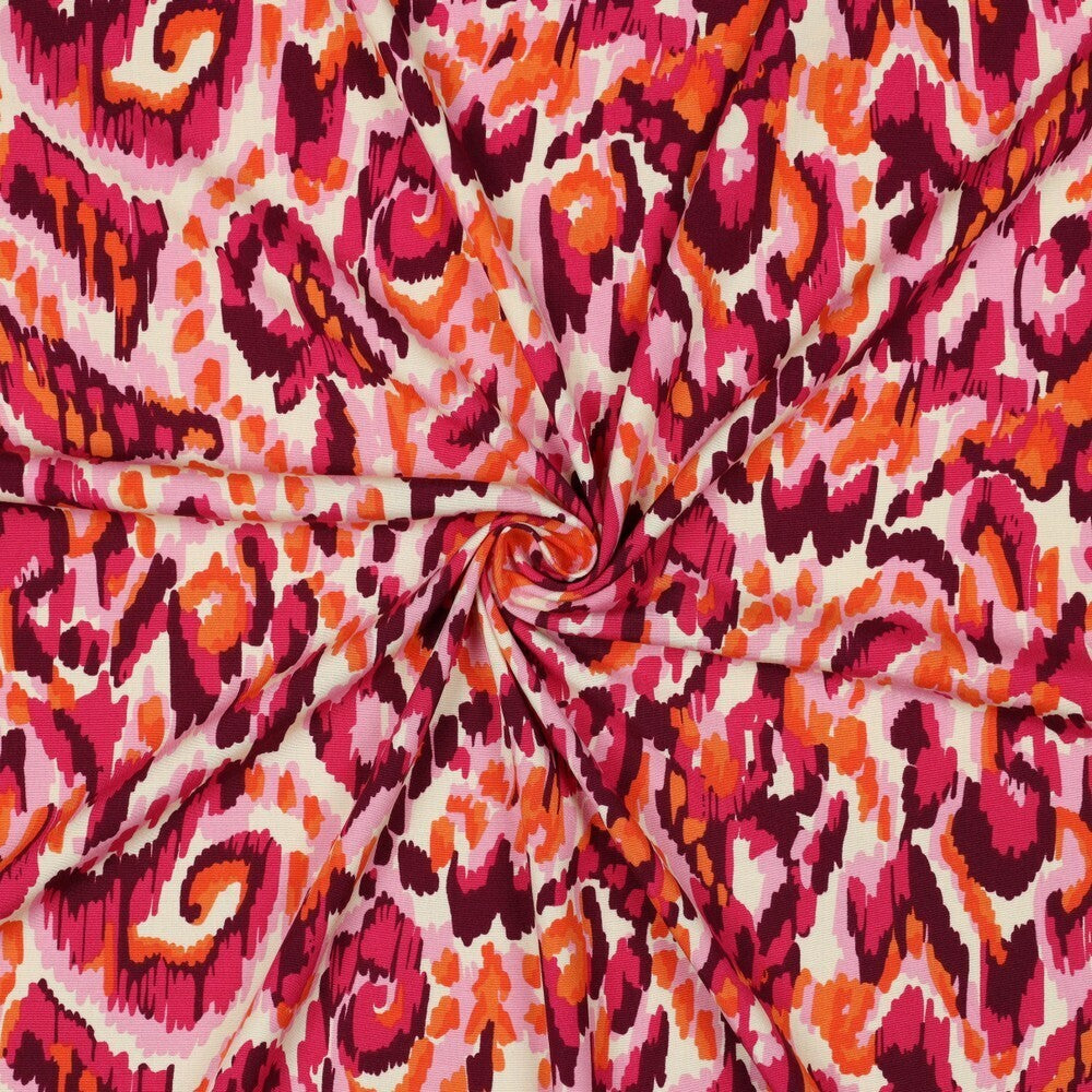 Viskose Stretch "Ikat" - orange/pink