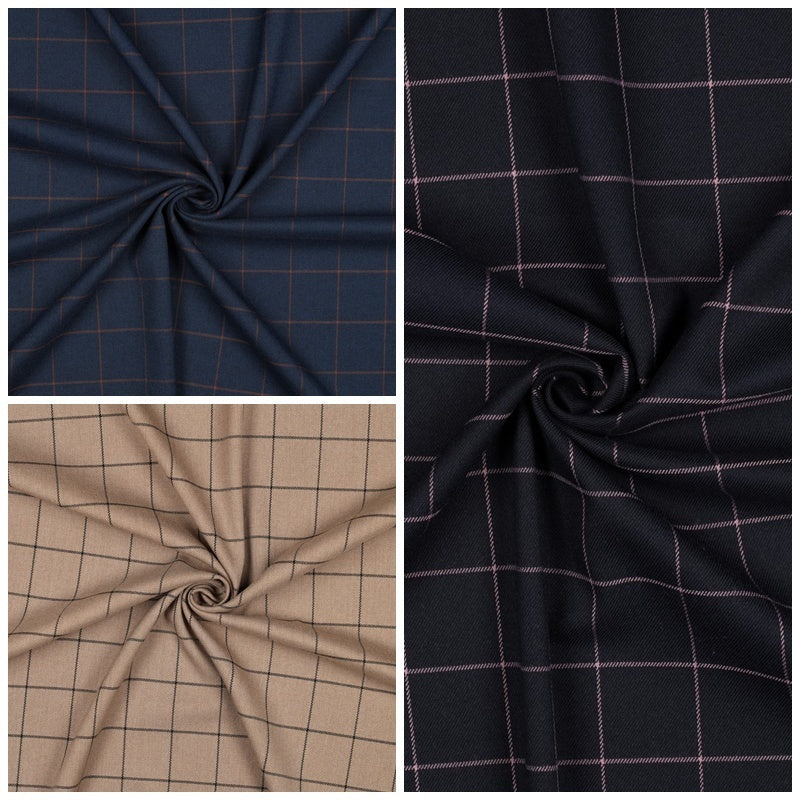 Viskosegemisch "Check" - beige/schwarz