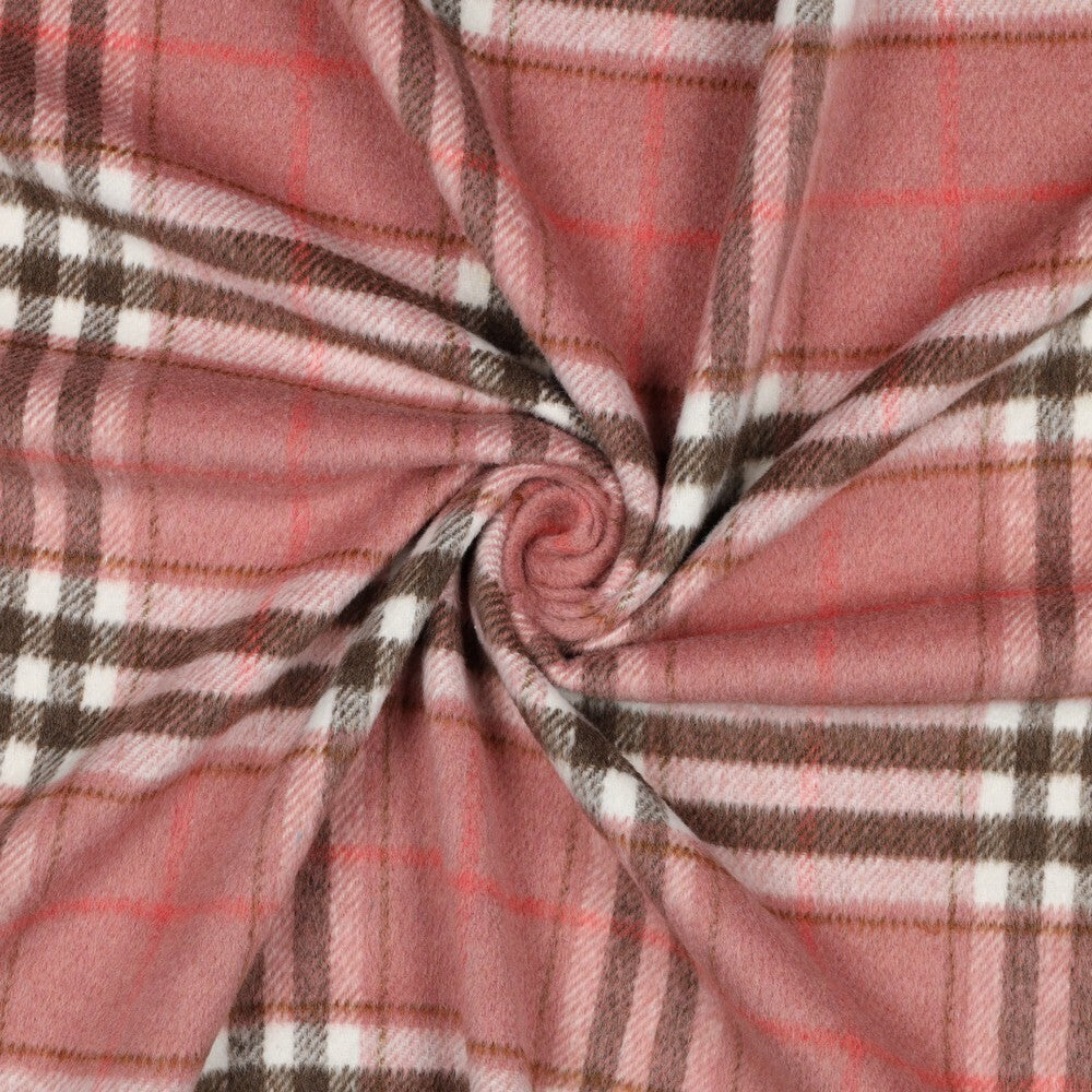 Mantelstoff brushed Yarn - checks altrosa