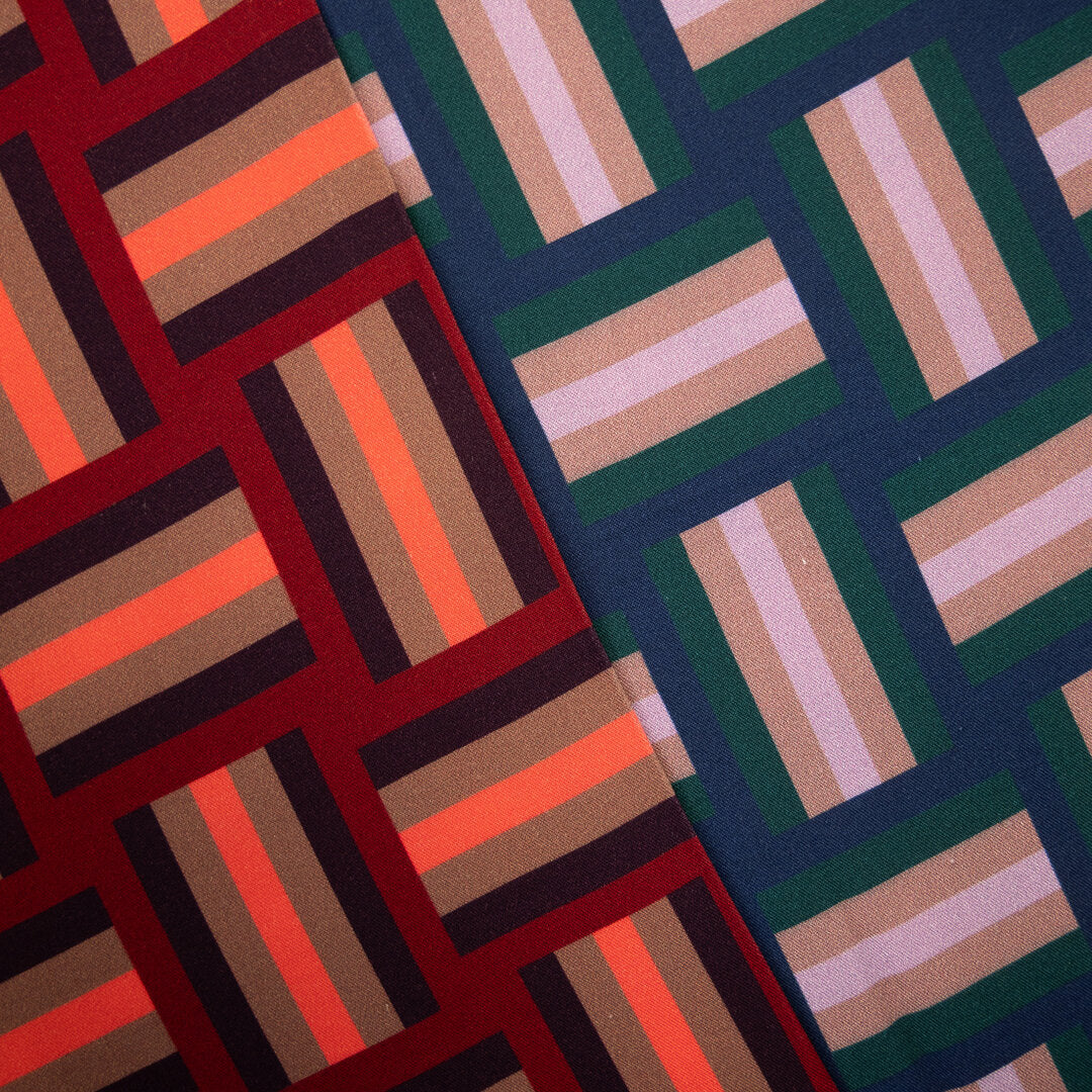 Viskose Webware Geoluxe Braid Stripe by Kibadoo - rot/koralle