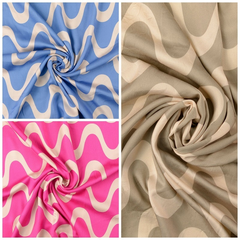 Viskose Satin Wellen - graubeige