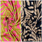 Viskose Satin Leaves - schwarz