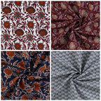 Baumwoll Voile "Flowers" - weiß/braun
