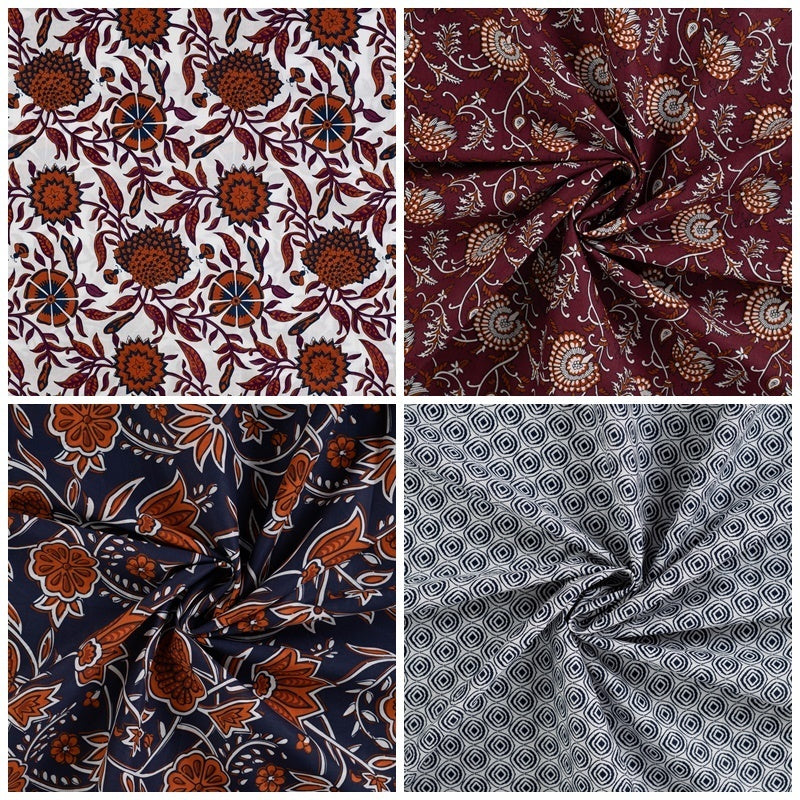 Baumwoll Voile "Flowers" - blau