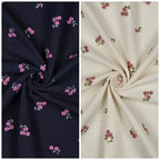 Musselin/Double Gauze Stickerei Blumen - natur
