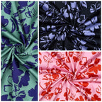 Baumwoll Satin "Flowers" - grün