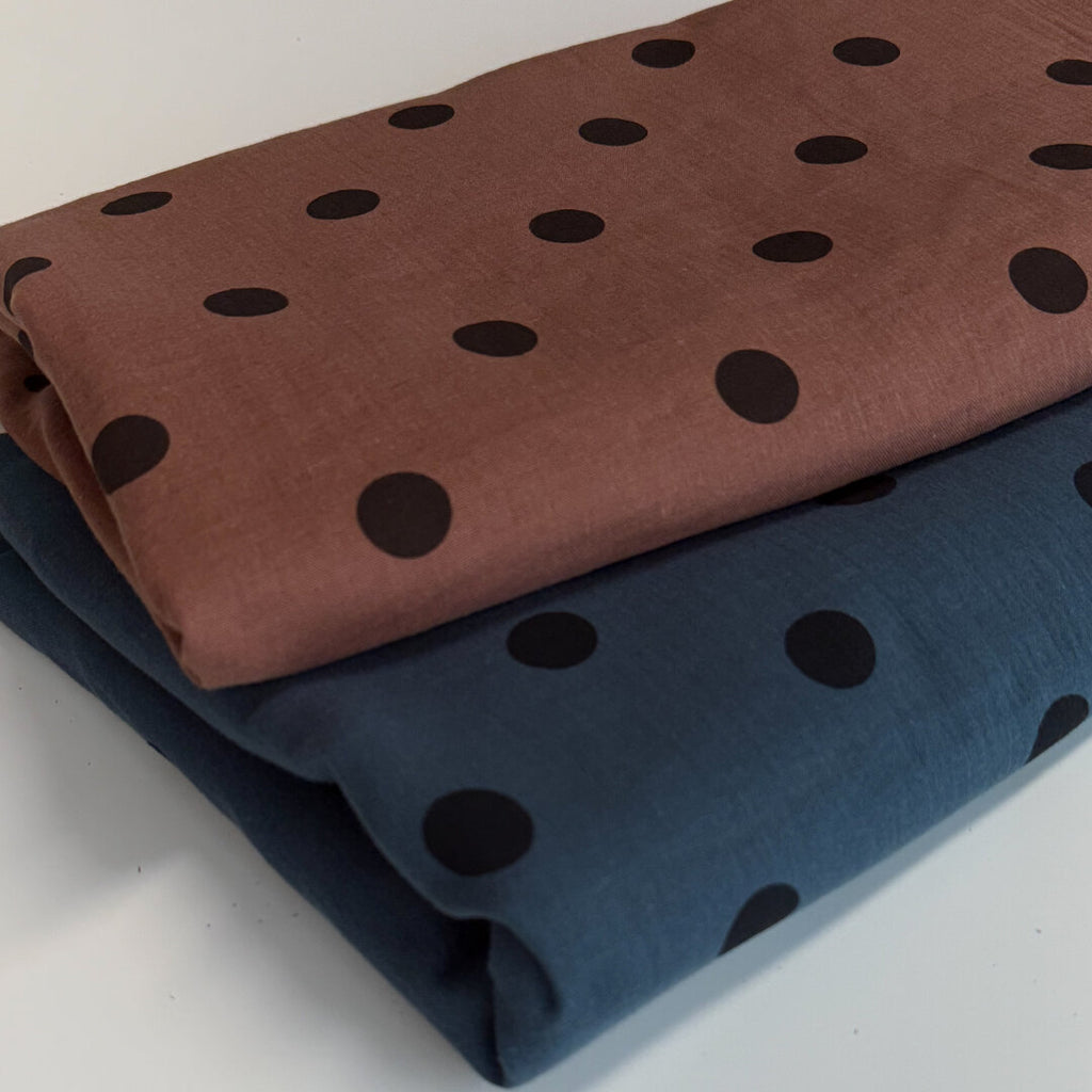 Musselin/Double Gauze "Polka Dots" - Eigenproduktion l&p - rauchblau