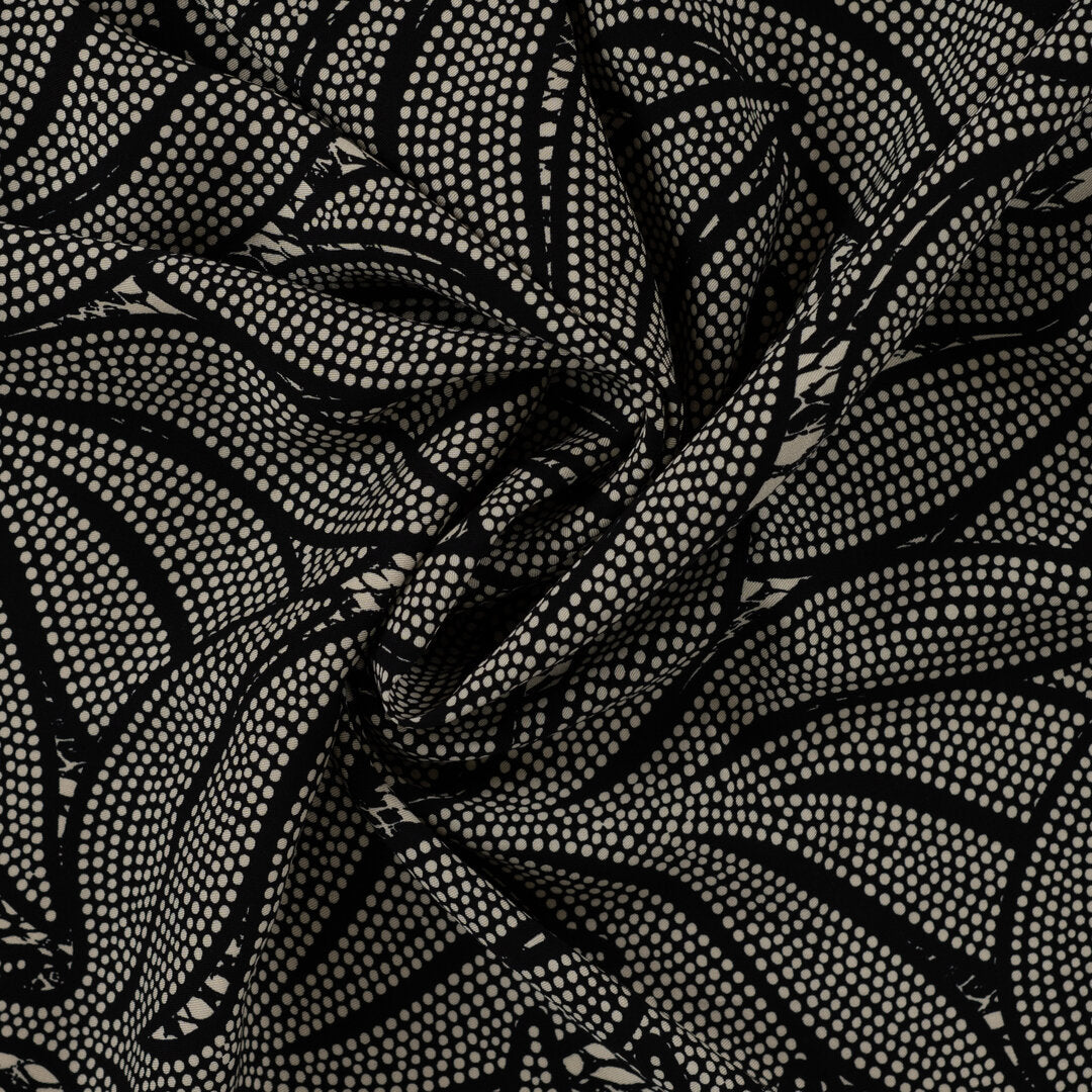 Viskose Twill Leaves - Polkadots & snake schwarz/sand (ECOVERO™)