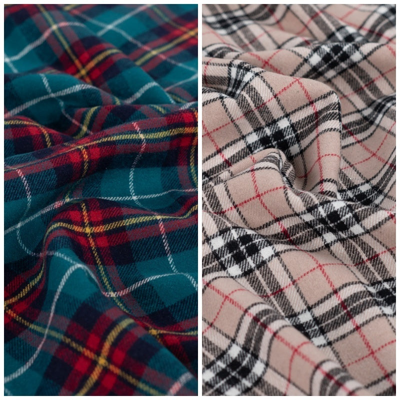 Baumwoll-Flanell check light - petrol