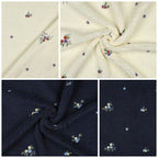 Teddystrick mit Blumen-Stickerei - navy