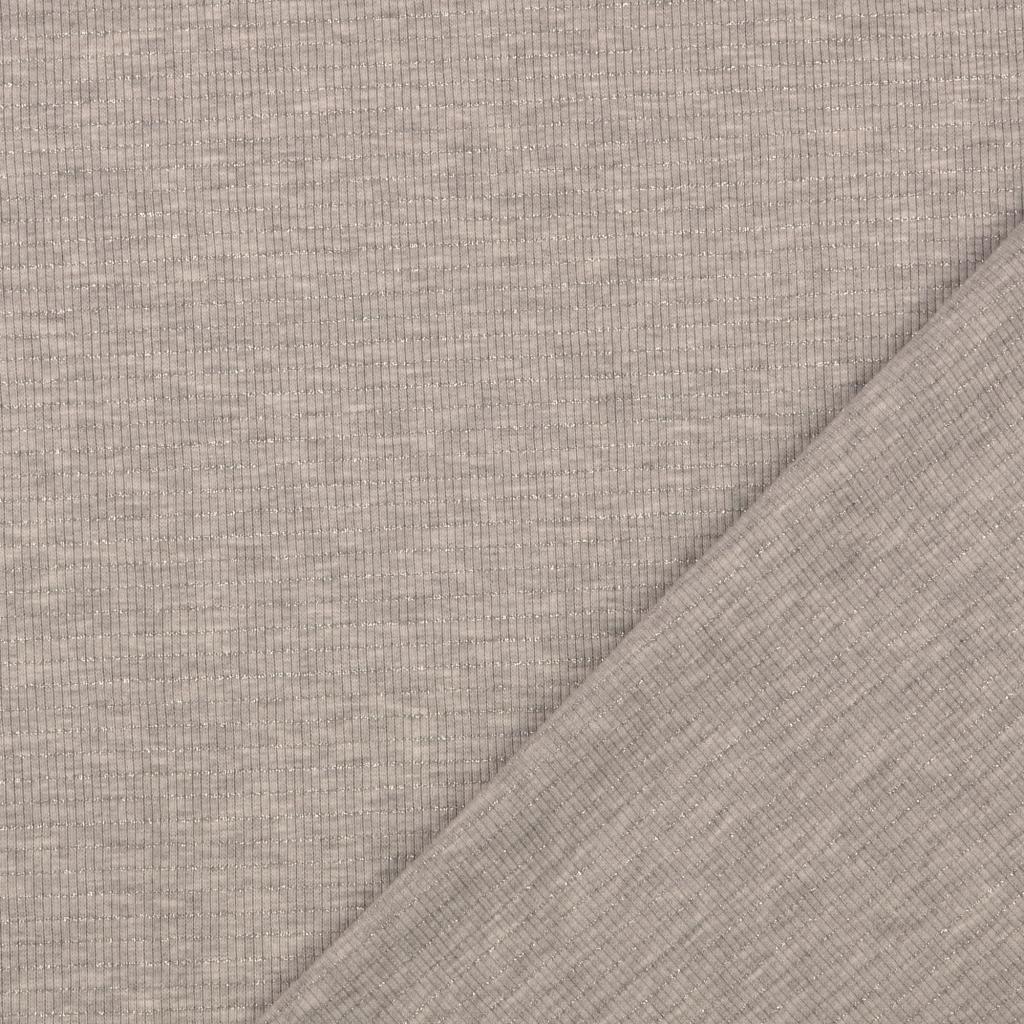 Rippjersey Streifen Glitzer - hellgrau/silber - Reststück 1,9M