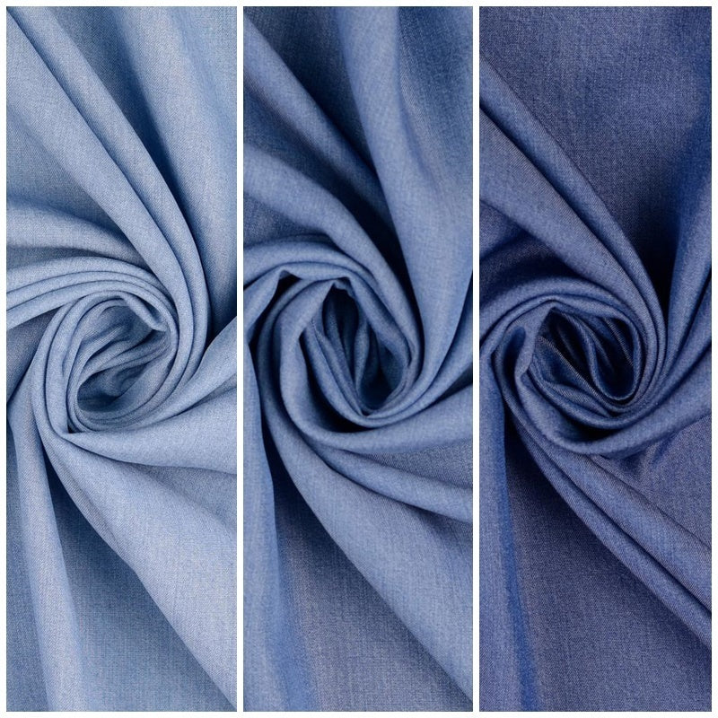 Lyocell gewaschen - jeansoptik mittelblau