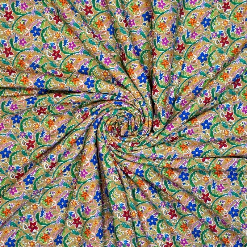 Viskose floral mit Äffchen