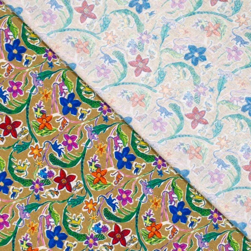 Viskose floral mit Äffchen