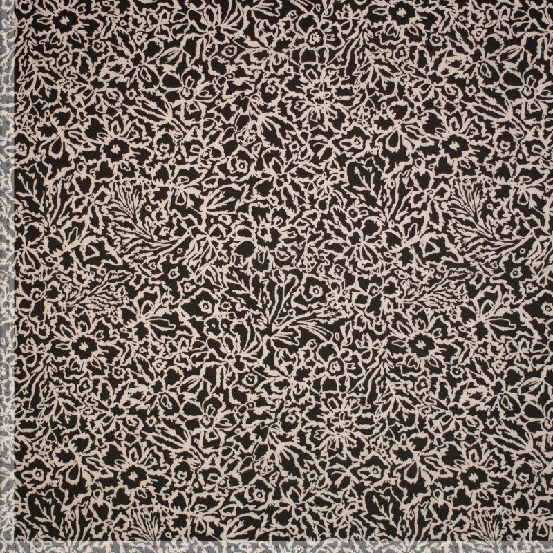 Lyocell Blüten - schwarz/offwhite