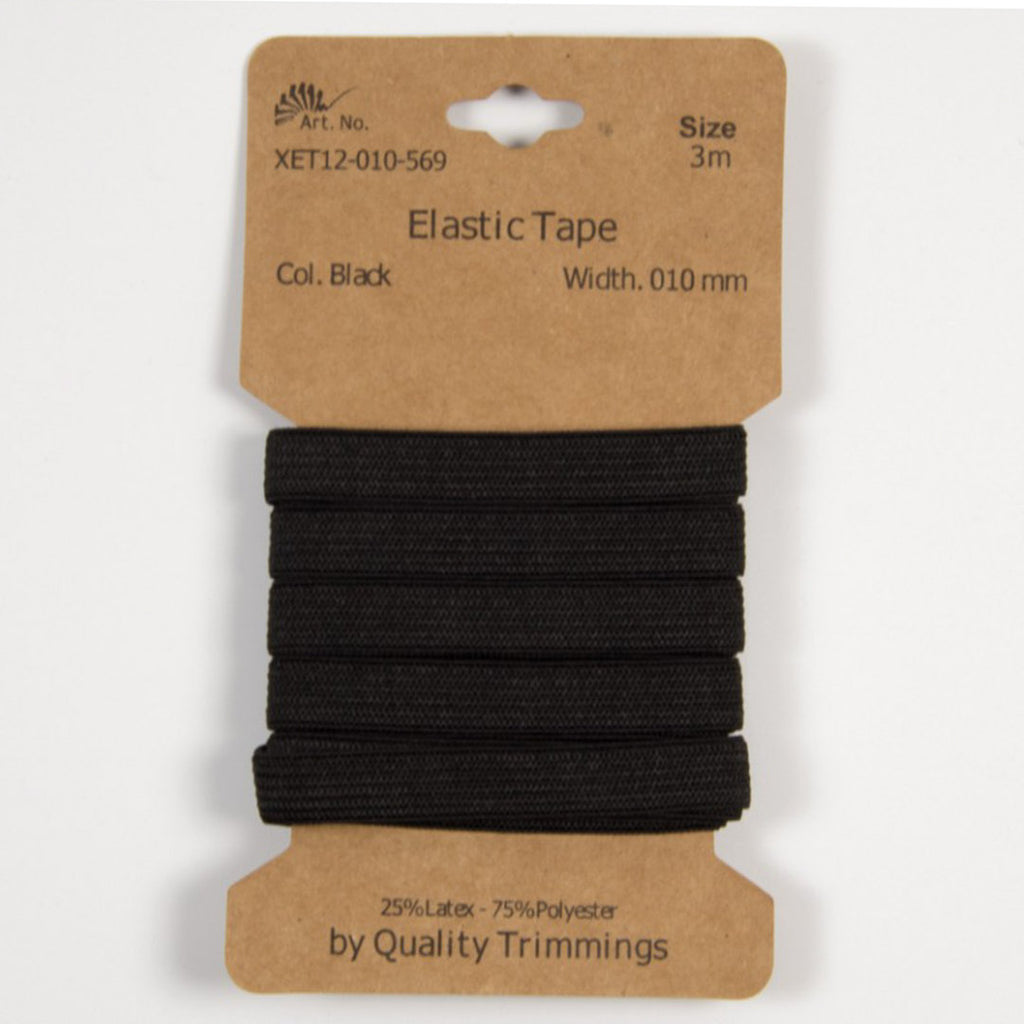 Gummiband 1cm Breite - schwarz, 3m