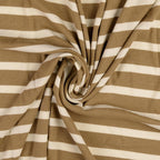 Viskose-Rippjersey Streifen - hellbraun/offwhite