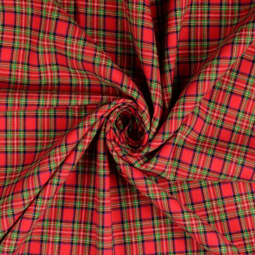 Baumwoll-Flanell Karos - rot klein - Reststück 1,7M