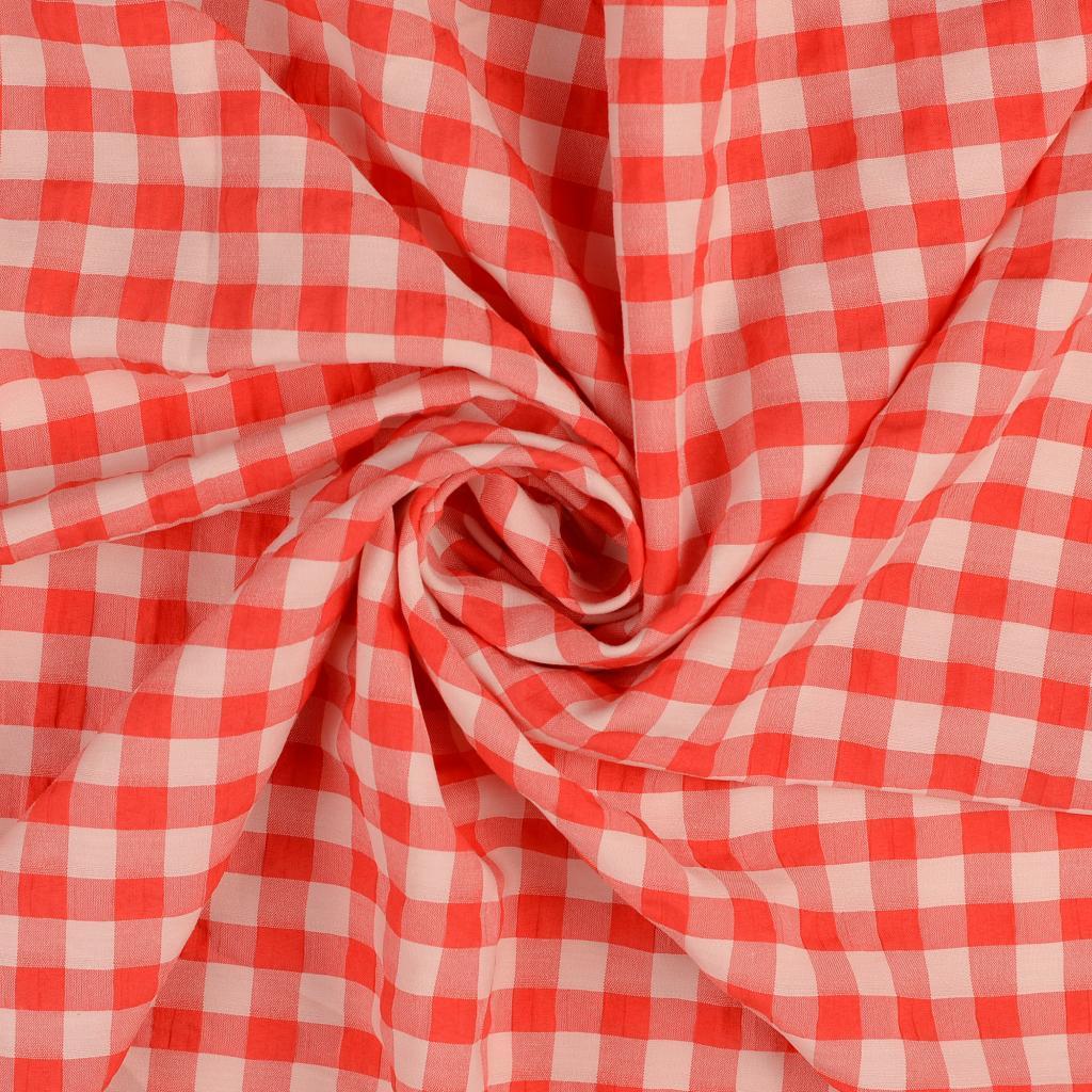 Viskose-Seersucker kariert - rot