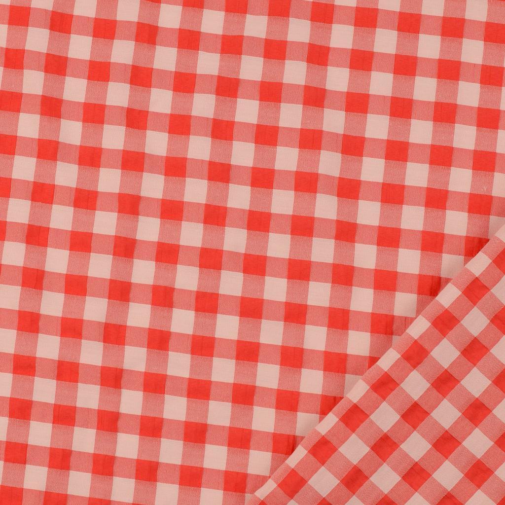 Viskose-Seersucker kariert - rot