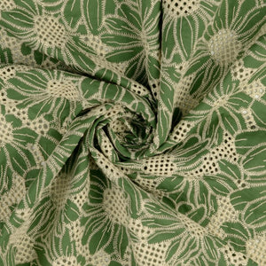 Baumwoll-Voile mit Stickerei Blüten - lindgrün - Reststück 1,7M