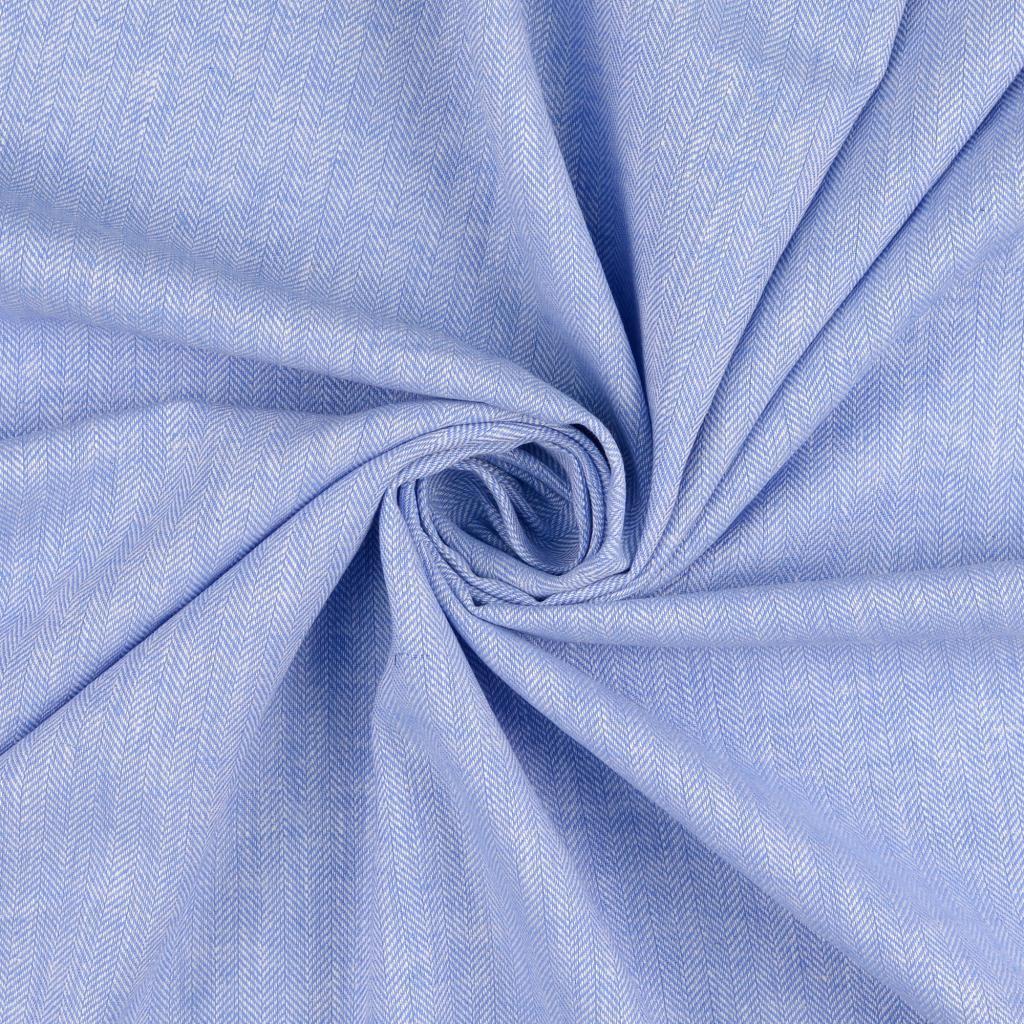 Leinen-Baumwolle fischgrät - blau