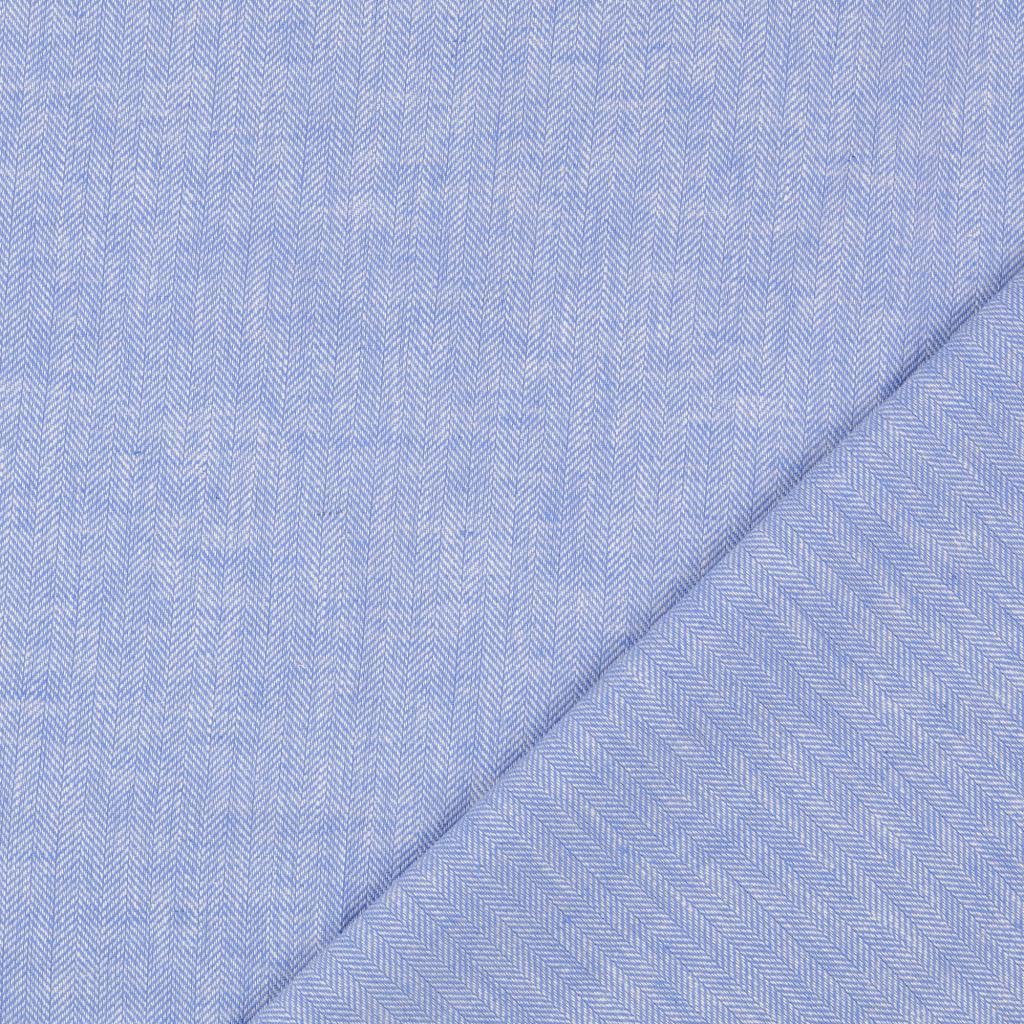 Leinen-Baumwolle fischgrät - blau