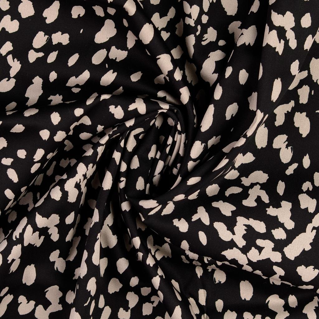 Baumwoll Satin Tupfen - grau/schwarz