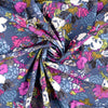 Viskose Stretch Popeline floral - petrolblau *Videovorstellung*