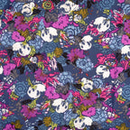 Viskose Stretch Popeline floral - petrolblau *Videovorstellung*