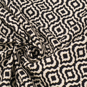 Baumwollstretch Ornamente - schwarz/wollweiß *Videovorstellung*