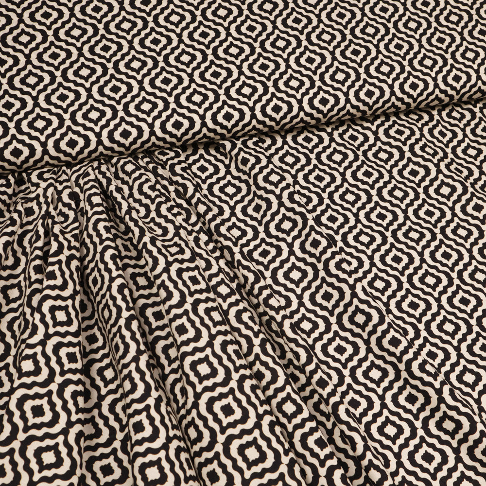 Baumwollstretch Ornamente - schwarz/wollweiß *Videovorstellung*