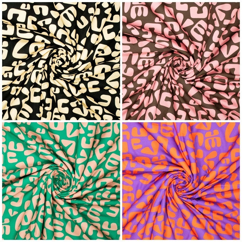 Baumwoll Popeline "abstract love"" - grün/nude *Videovorstellung*