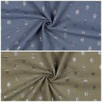 Musselin/Double Gauze "rainbow spots" - oliv