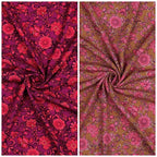 Viskose Stretch Popeline "Flowers" - ocker