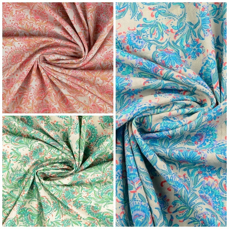 Baumwolle "Vintage" floral - grün *Videovorstellung*