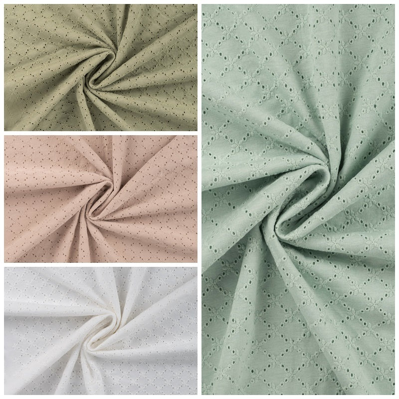Jersey mit Lochstickerei florale Waben - mint