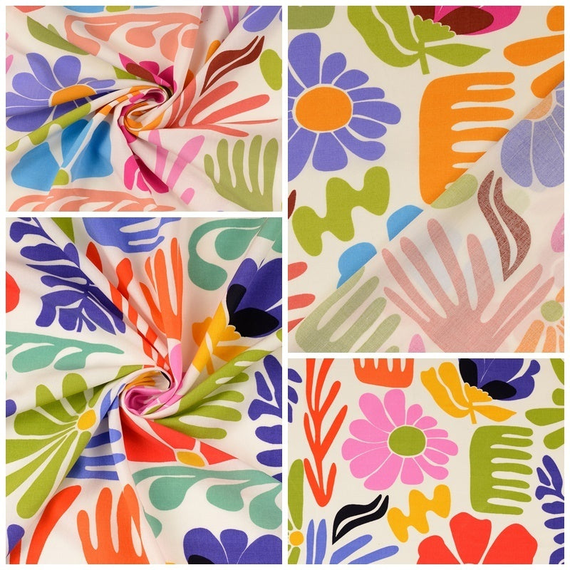 Viskose "art flowers" - bunt dunkel