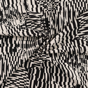 Viskose Stretch "circles and stripes" - schwarz/weiß
