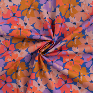 Baumwoll-Voile "Flowers" - royal