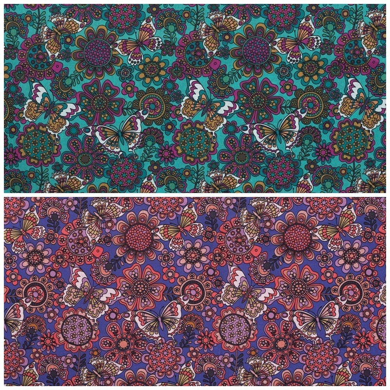 Baumwoll Voile Butterflies - türkis