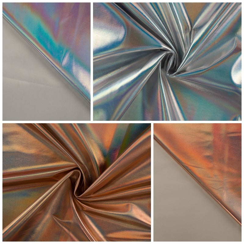 Dehnbares Kunstleder holografisch - silber matt