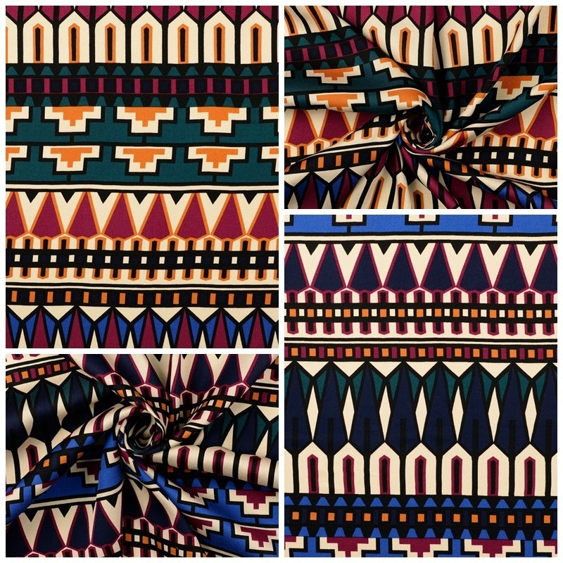 Viskose Satin "aztekisch" - royalblau