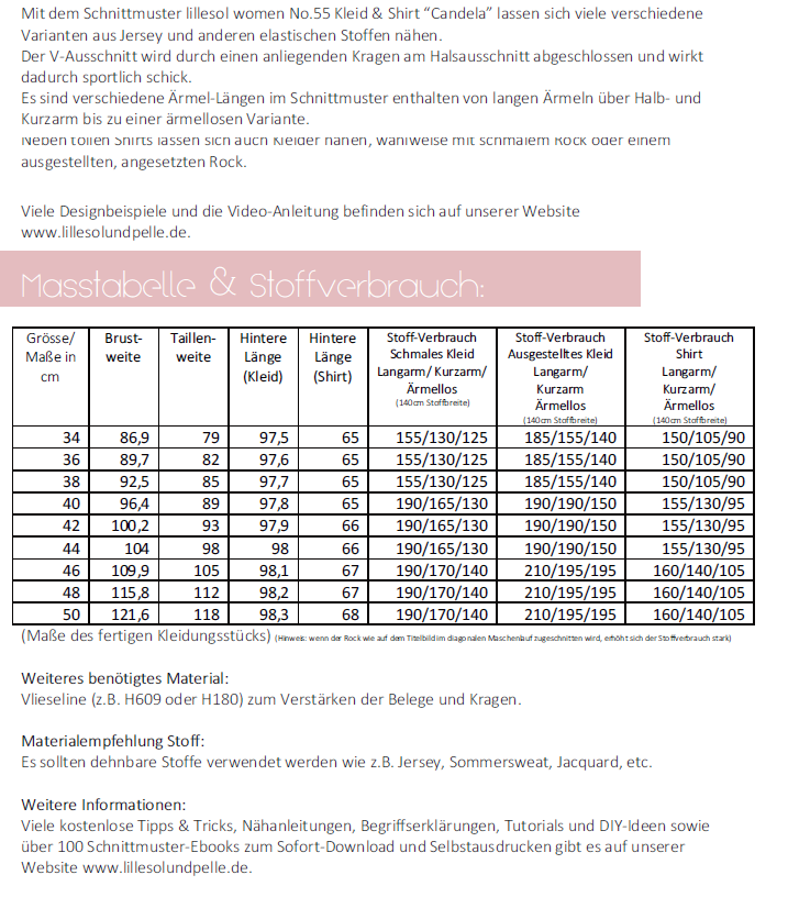 Ebook / Schnittmuster lillesol women No.55 Kleid & Shirt Candela *mit Video Nähanleitung*